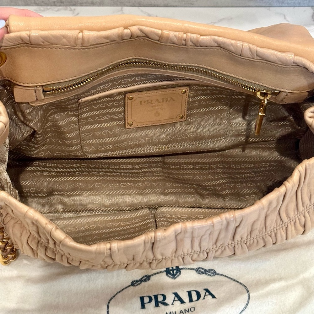 Prada Nappa Gaufre Shoulder Bag with Push-lock & Chain Strap - Picture 7 of 12